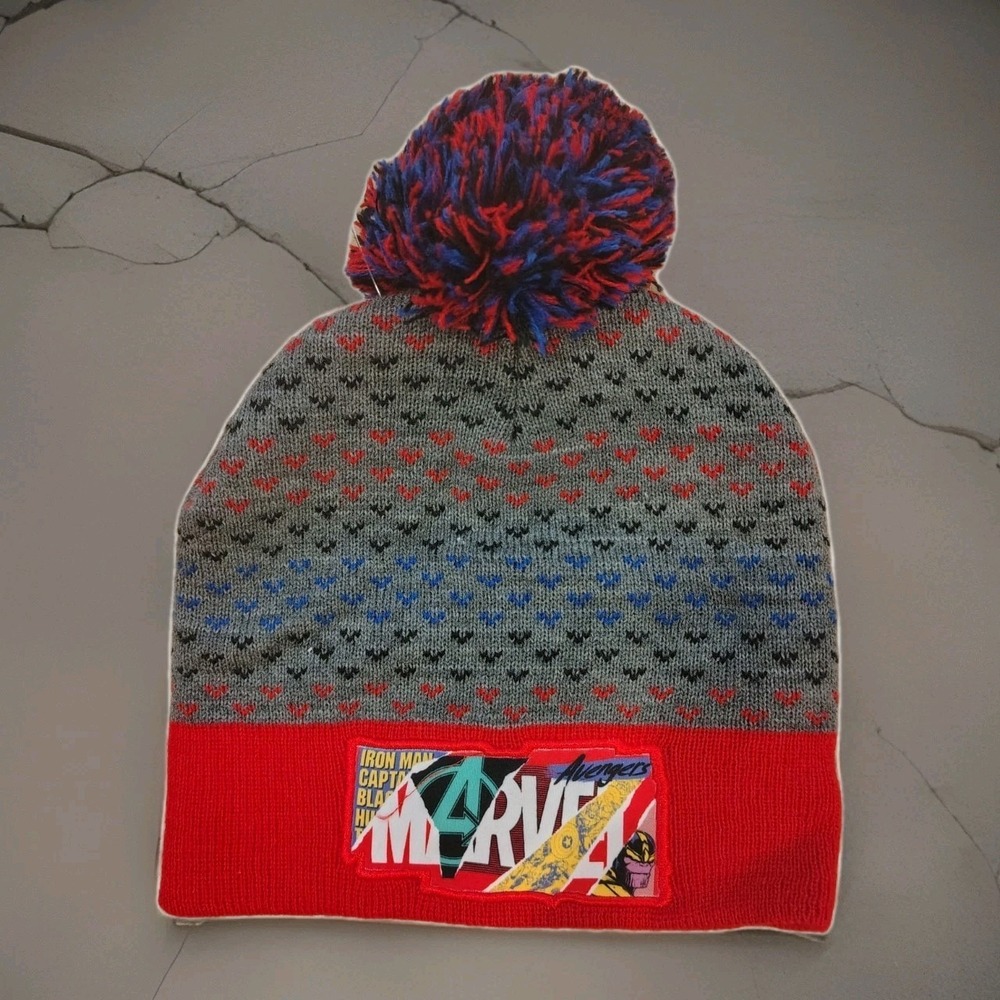 Marvel Comic‎ Embroidered Logo Characters Cuff Beanie with Pom One Size
